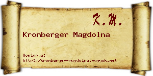 Kronberger Magdolna névjegykártya